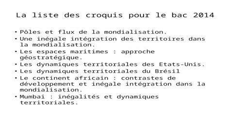 Ppt La Liste Des Croquis Pour Le Bac 2014 Pôles Et Flux De La