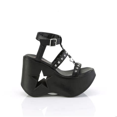 Black 13 Cm Demonia Dynamite 12 Emo Sandals Wedge Sandals