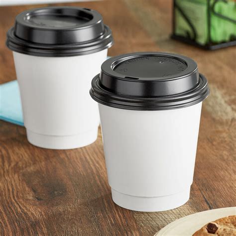 Choice 10 Oz White Smooth Double Wall Paper Hot Cup And Lid 100 Pack