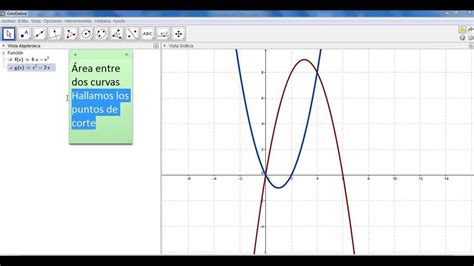 Área entre dos curvas con geogebra YouTube