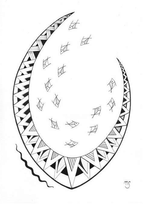 A Black And White Drawing Of A Half Moon With Geometric Designs On The