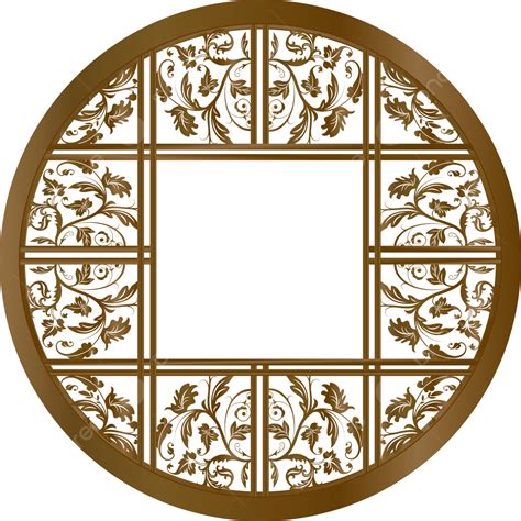 Chinese Window Frame Vector PNG Images Hand Drawn Retro Round Window