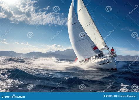 Luxury Yachts At Sea Sailing Regatta Sailing Sport In Ocean Waves