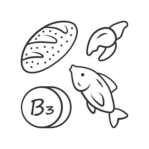 Vitamin B Linear Icon Bread Fish And Seafood Healthy Eating