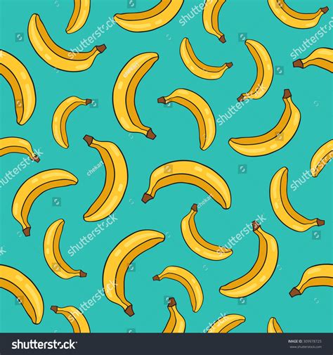 Seamless Pattern Of Yellow Bananas On A Blue Background Vector Banana