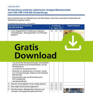 Checkliste Sichtprüfung DIN VDE 0100 600 Gratis Download