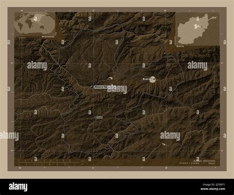 Bamyan Province Of Afghanistan Elevation Map Colored In Sepia Tones