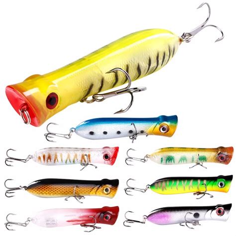 Pcs Topwater Fishing Lure Popper Crankbait Abs Plastic D Eyes