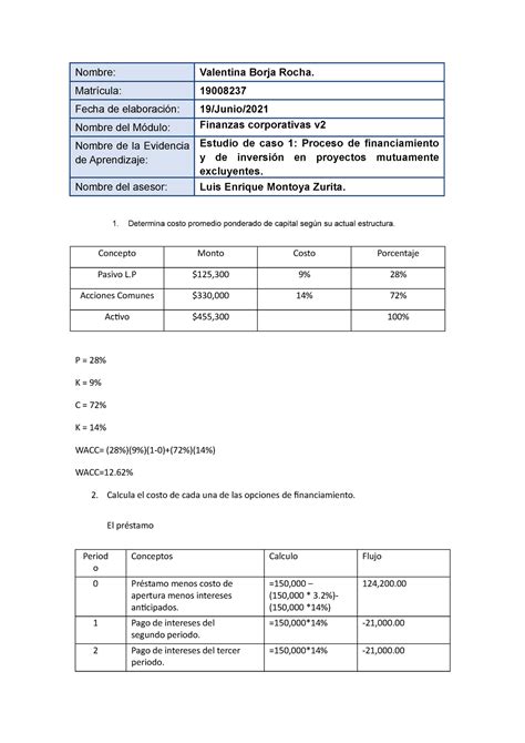 Estudio De Caso Proceso De Financiamiento Y De Inversi N En