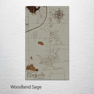 Angola Indiana Street Map Wood Engraved Map Wall Art - Etsy