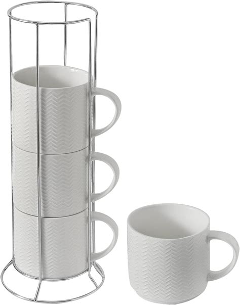 Amazon Hasense Coffee Mugs Set Of With Stand Oz Porcelain