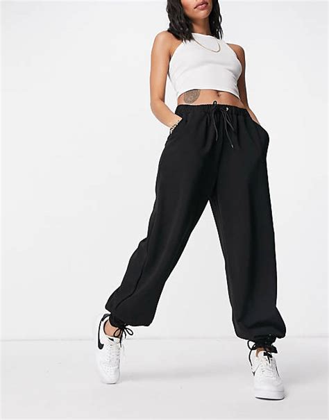 Missguided Jogger With Tie Hem In Black Asos