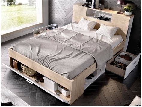 Cama Cl Ssica Leandre Vente Unique Natural Claro E Branco Aglomerado