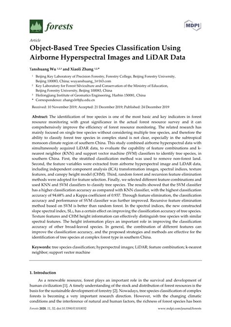 PDF Object Based Tree Species Classification Using Airborne