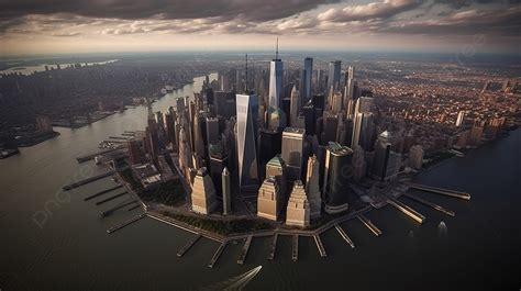 New York City Ist Eine Große Insel Mit Hochhäusern Und Wolkenkratzern