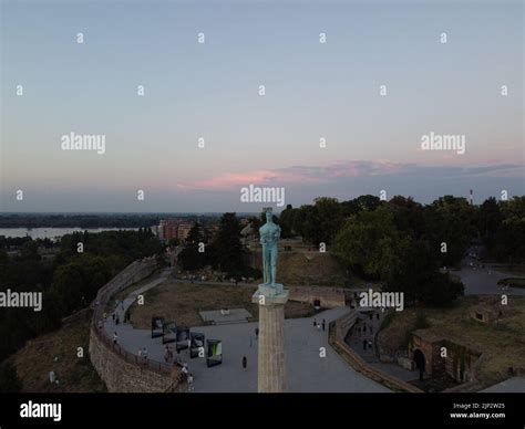 Monument Victor at medieval fortress Kalemegdan. Spomenik Pobednik Kalemegdan tvrdjava Beograd ...