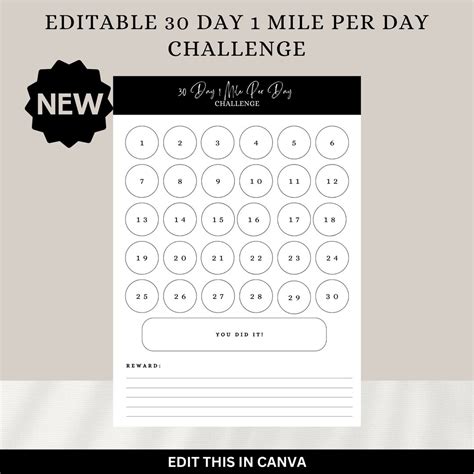 30 Day Walking Challenge Printable 30 Day Challenge 30 Day Fitness Challenge Daily Walking