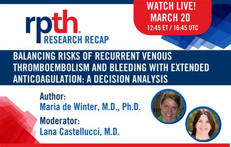 Rpth Research Recap Balancing Risks Of Recurrent Vte And Bleeding With