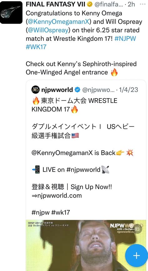 FINAL FANTASY VII Finalfa Congratulations To Kenny Omega