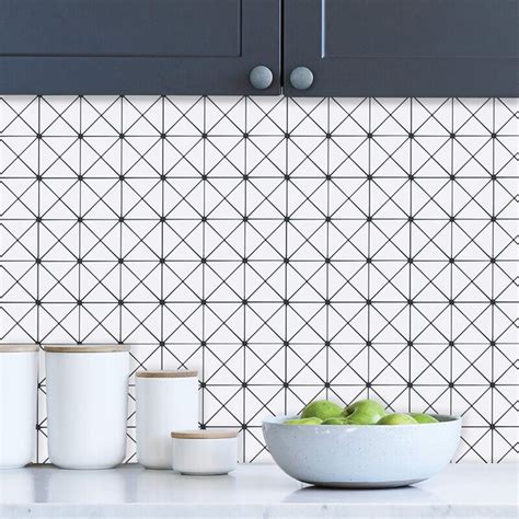 White Triangles Peel And Stick Backsplash Tile Commomy