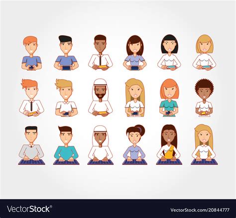 People of different ethnic groups with social Vector Image