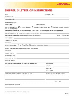 Fillable Online Shipper S Letter Of Instructions Fax Email Print