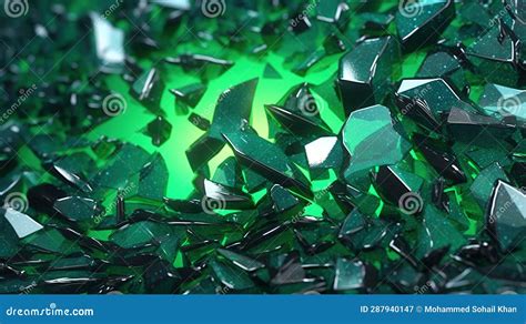 Green Colored Shuttered Broken Glass Background Generative Ai Stock Image Image Of Glass Blur