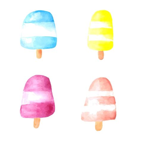 Juego de helados de acuarela ilustración vectorial en un estilo de