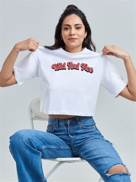 Buy Wild And Free Women Oversized Cropped T Shirts Online