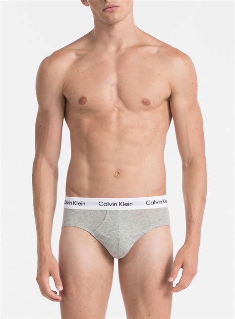 Calvin Klein Underwear Cotton Stretch 3 Pack Hip Brief Blackwhitegrey Heather Mens