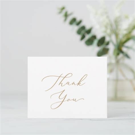 Delicate Gold Calligraphy Thank You Card Zazzle