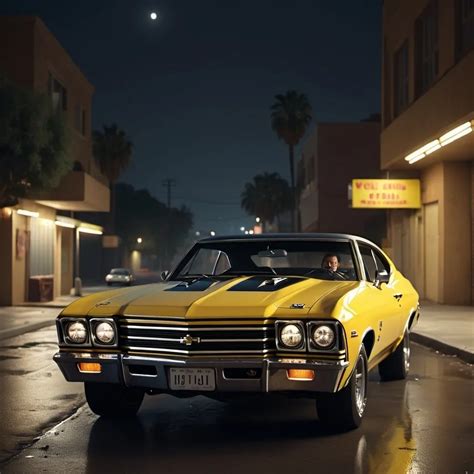 Interior Shot Of A Yellow Chevrolet Chevelle Wi