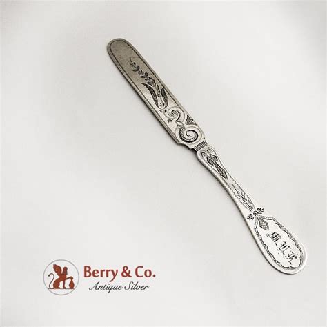 Master Butter Knife Flat Handle Coin Silver Engraved 1870 From Berrycom