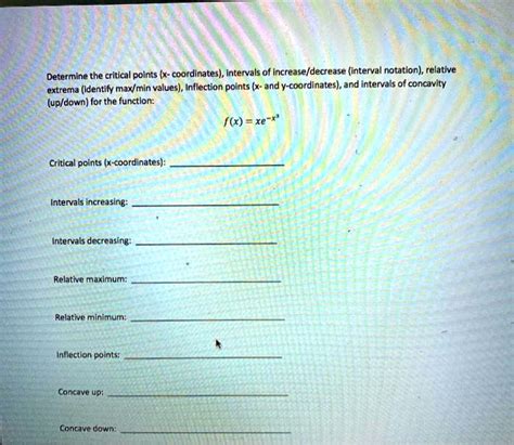 Solved Determine The Critical Points X Coordinates Intervals Of
