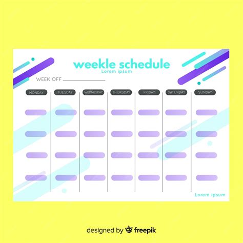 Plantilla Colorida De Horario Semanal Con Diseño Plano Vector Gratis