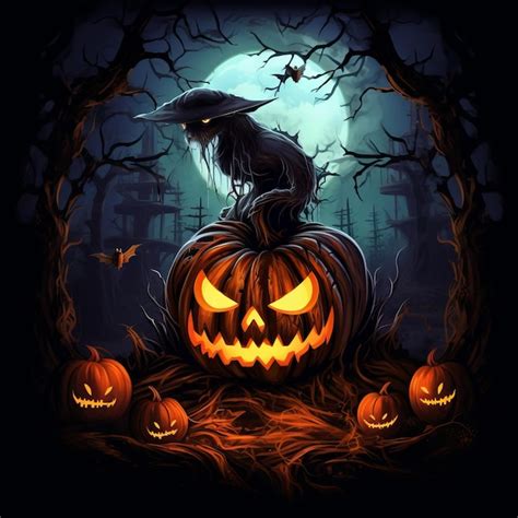 Premium Ai Image Halloween Background With Pumpkin And