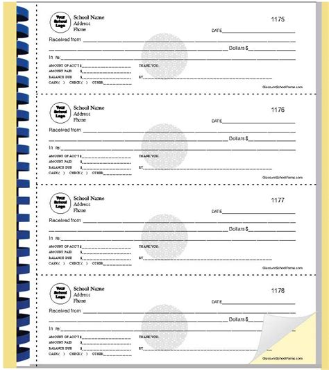 Receipt Booklet With Sequential Numbering | School Forms