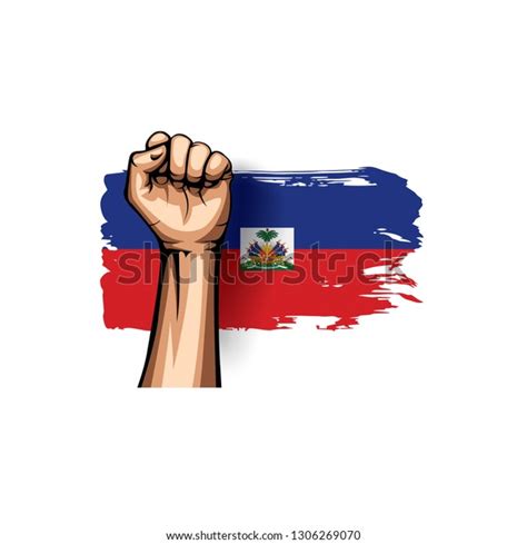 Haiti Flag Hand On White Background Stock Vector Royalty Free