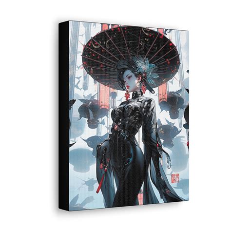 Japanese Art Deco Geisha Canvas Print Geisha Print Geisha Wall Art Geisha Japanese Art