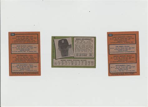 3 1978 TOPPS LOU WHITAKER RC 704 SP LOT 25 JACK MORRIS ROOKIE