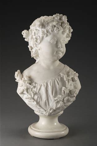 Scultore Del Sec Xix Fanciulla Con Ghirlande E Mazzo Di Fiori Busto In