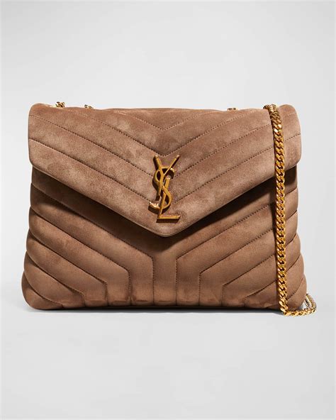 Saint Laurent Loulou Medium Ysl Shoulder Bag In Quilted Suede Neiman