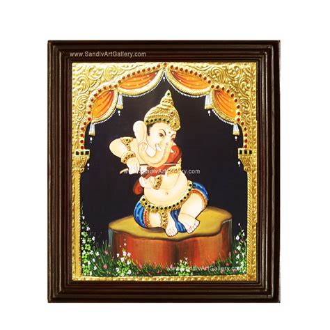 Buy Sandiv Art Gallery Nava Vinayagar Playing Music Tanjore Painting