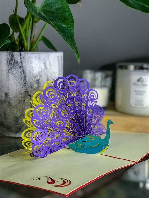 Peacock Pop Up Card Birthday Card Anniversary Etsy UK