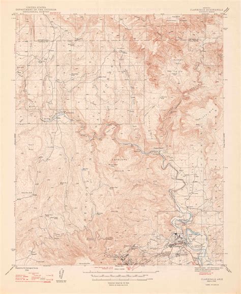 Clarkdale Arizona 1944 1948 USGS Old Topo Map Reprint 15x15 AZ Quad