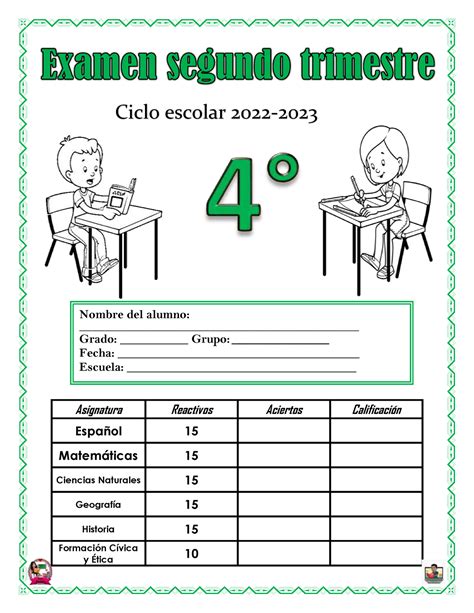 Examen Cuarto Grado Asignatura Reactivos Aciertos Calificaci N