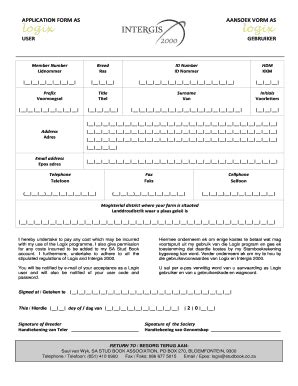 Fillable Online Application Form As Aansoek Vorm As User Gebruiker Fax