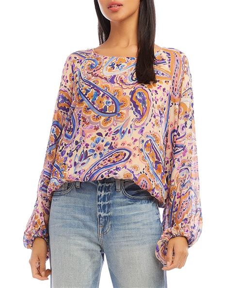 Karen Kane Paisley Blouson Sleeve Top Bloomingdales