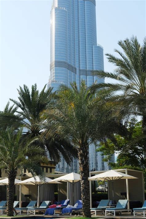 Burj Khalifa Overlooking The Palace Downtown Hotel Pool Dubai Uae