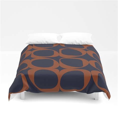 Buy Geometric Pattern Ii Navy And Rust Duvet Cover By Blerta